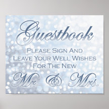 Winter Icy Blue Wedding Guestbook Sign