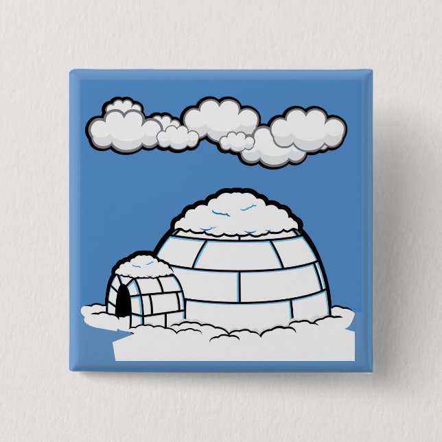 Winter IGLOO SNOW BLUE SKY WHITE CLOUDS CARTOON 15 Cm Square Badge (Front)