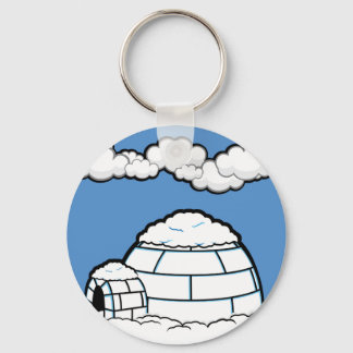 Winter IGLOO SNOW BLUE SKY WHITE CLOUDS CARTOON Key Ring