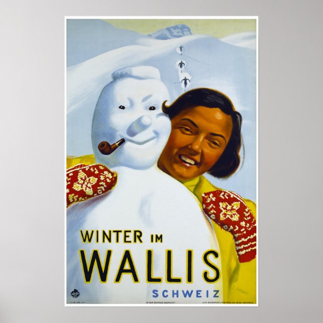 Winter im Wallis,Schweiz, Ski Poster (Front)