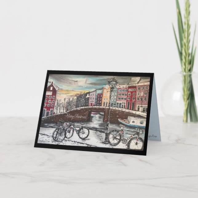 Winter in Amsterdam -The cyclists Christmas card (Front)
