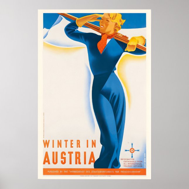 Winter in Austria Vintage Ski Poster - Framed (Front)