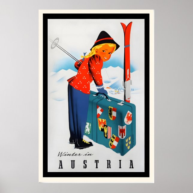 Winter in Austria Vintage Ski Poster - Framed (Front)