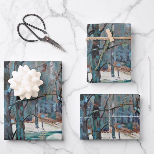 Winter in Beautiful Colourful Art Wrapping Paper Sheet (Front)