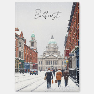 Winter in Belfast City Hall Postcard Magnet