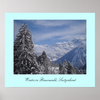 Winter in Braunwald, Switzerland Poster