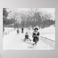 Winter in Central Park, 1900. Vintage Photo