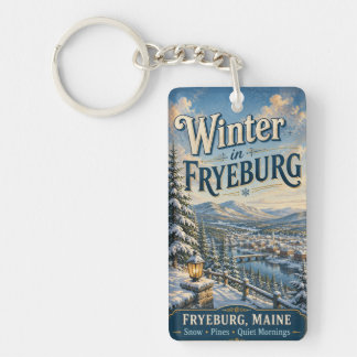 Winter in Fryeburg Maine Rectangle Acrylic Key Ring