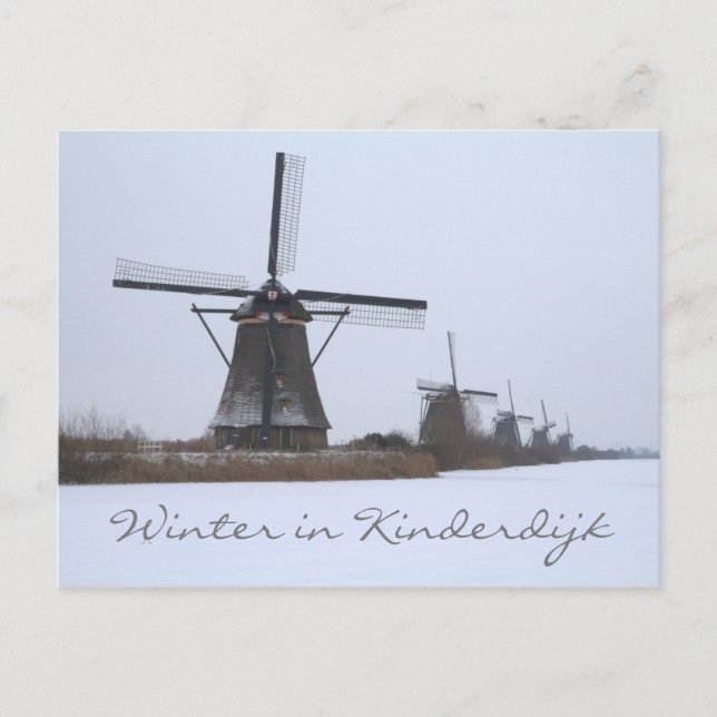 Winter in Kinderdijk, Unesco site Postcard (Front)