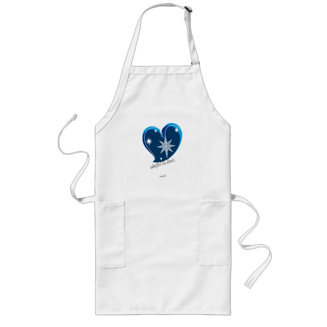 winter in love-Signature-Blue Long Apron (Front)