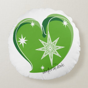 winter in love-Signature-Green Round Cushion