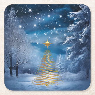 WINTER  in Magical Wonderland Square Paper Coaster