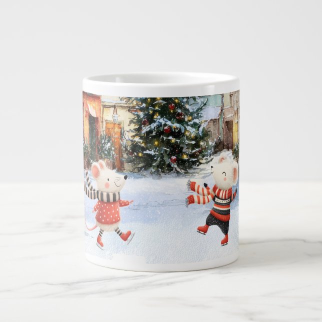 Winter in Mice Town Large Coffee Mug (Front)