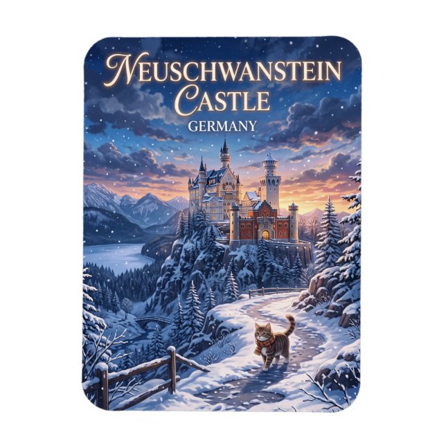 Winter in Neuschwanstein Castle Germany Magnet (Vertical)