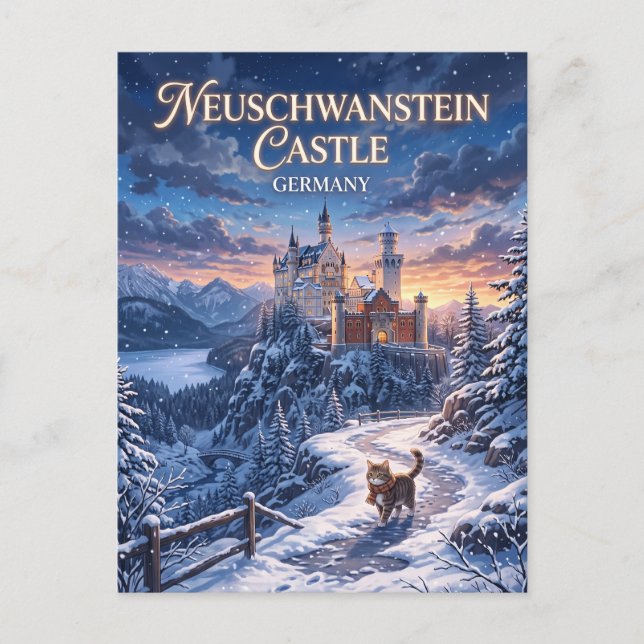 Winter in Neuschwanstein Castle Germany Postcard (Front)