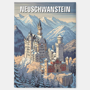 Winter in Neuschwanstein Castle Germany Travel Magnet