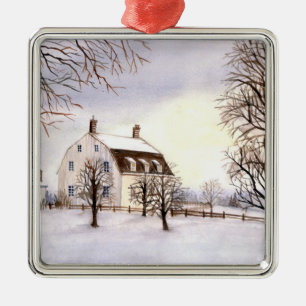 Winter in New England by Farida Greenfield Metal Tree Decoration