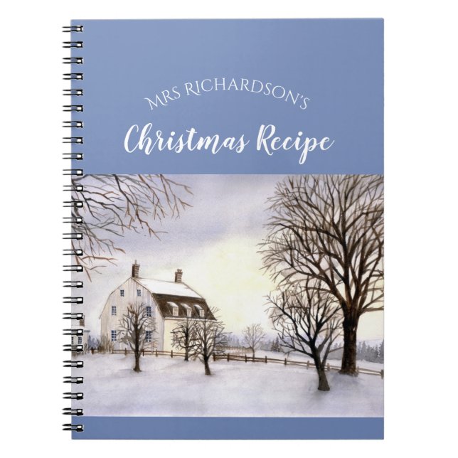 Winter in New England Watercolor Painting Notebook (Front)