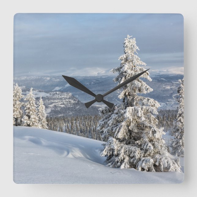 Winter in Norway Square Wall Clock (Front)