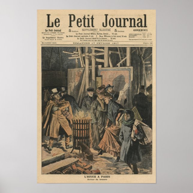 Winter in Paris, around the brazier Poster (Front)