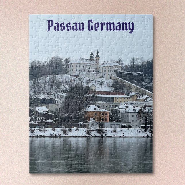 Winter in Passau, Germany Jigsaw Puzzle (Text is optional and may be removed. Select "Personalize this Design" and backspace out the text.)