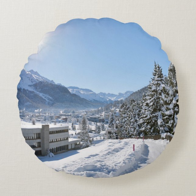 Winter in St. Moritz Round Cushion (Front)