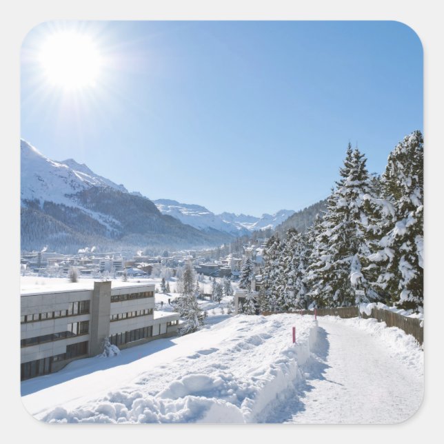Winter in St. Moritz Square Sticker (Front)