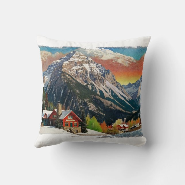 Winter in the Canadian Rocky Mountains Cushion (Back)