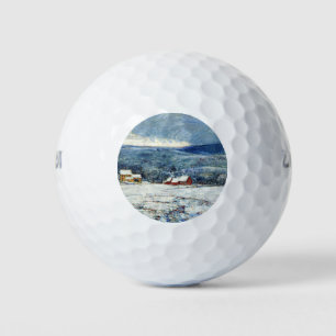 Winter in the Connecticut Hills (by Childe Hassam) Golf Balls