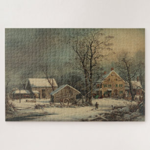 Winter in the country: a cold morning jigsaw puzzle