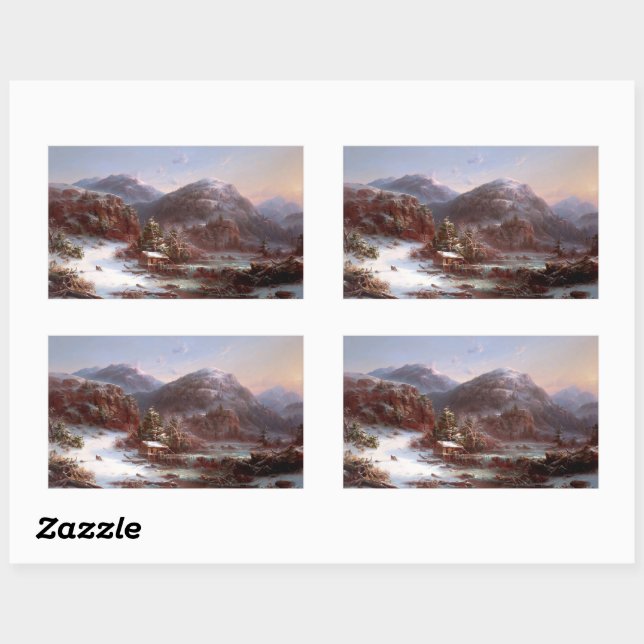 Winter in the Mountains  Rectangular Sticker (Sheet)