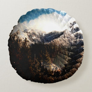 Winter in the mountains...... round cushion