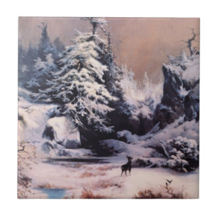 Winter in the Rocky Mountains (by Thomas Moran) Ceramic Tile
