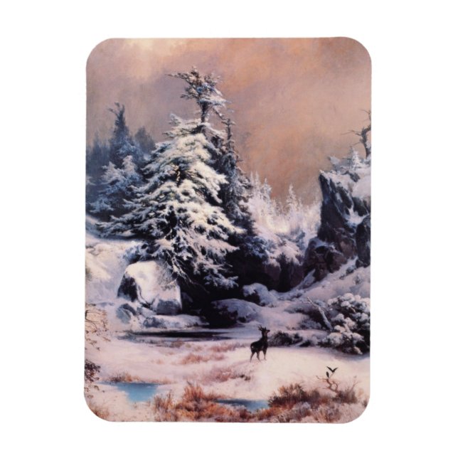 Winter in the Rocky Mountains (by Thomas Moran) Magnet (Vertical)