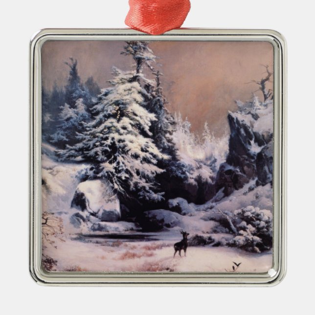 Winter in the Rocky Mountains (by Thomas Moran) Metal Ornament (Front)
