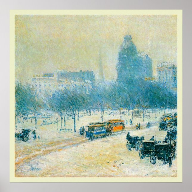 Winter in Union Square by Frederick Childe Hassam Poster (Front)
