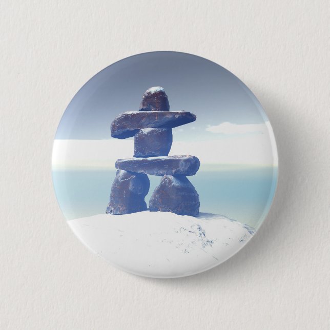 Winter inukshuk Button (Front)