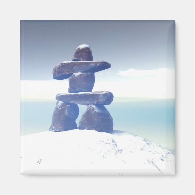 Winter inukshuk Magnet (Front)