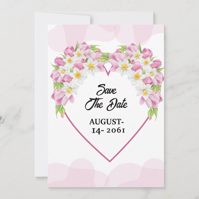 Winter Invitation Card Floral Birthday Party Card (Back)