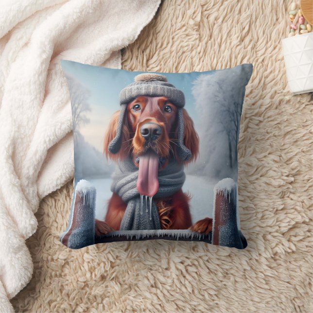 Winter Irish Setter Dog Cushion (Blanket)