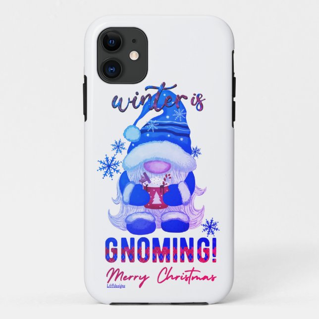 WINTER IS GNOMING funny christmas gnome            Case-Mate iPhone Case (Back)