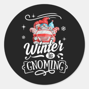 Winter Is Gnoming Troll Christmas Gnome Classic Round Sticker