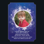 Winter is Here Photo Invitation<br><div class="desc">A sapphire, blue invitation featuring a round photo window surrounded by snowflakes. Want to save money? Print this card on the basic, square corner paper. The card is easy to customise with your wording, font, font colour, paper shape options and choice of six paper types. White envelopes included. Nervous about...</div>