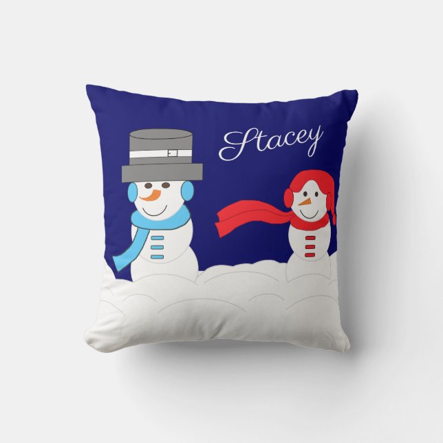 Winter is Snowy: Darker Blue Cushion (Front)