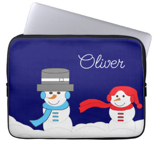 Winter is Snowy:  Darker Blue Laptop Sleeve