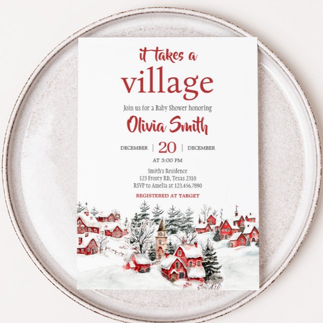 Winter It Take a Village Baby Shower Invitation (It Take a Village Baby Shower Invitation)