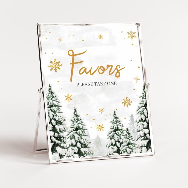 Winter It's Cold Outside Favours  Poster (Gender Neutral Snowflake Baby Shower Favors Sign)