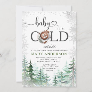 Winter It's Cold Outside Forest Snow Baby Shower Invitation