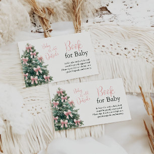 Winter It's Cold Outside Pink Bow Girl Baby Shower Enclosure Card