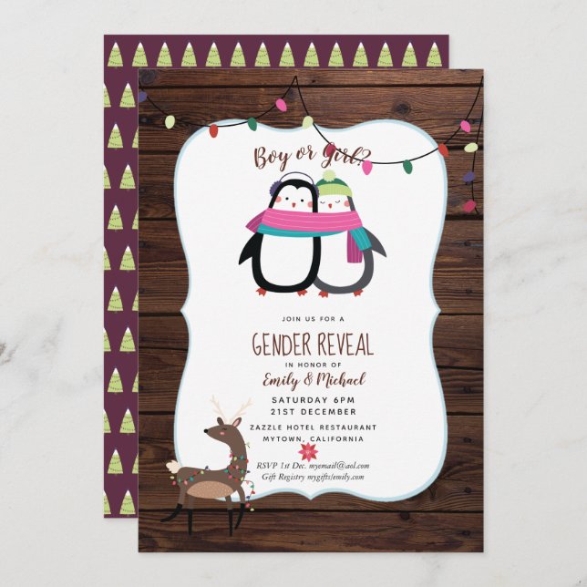 Winter Its TWINS Birth Announcement Invitations (Front/Back)